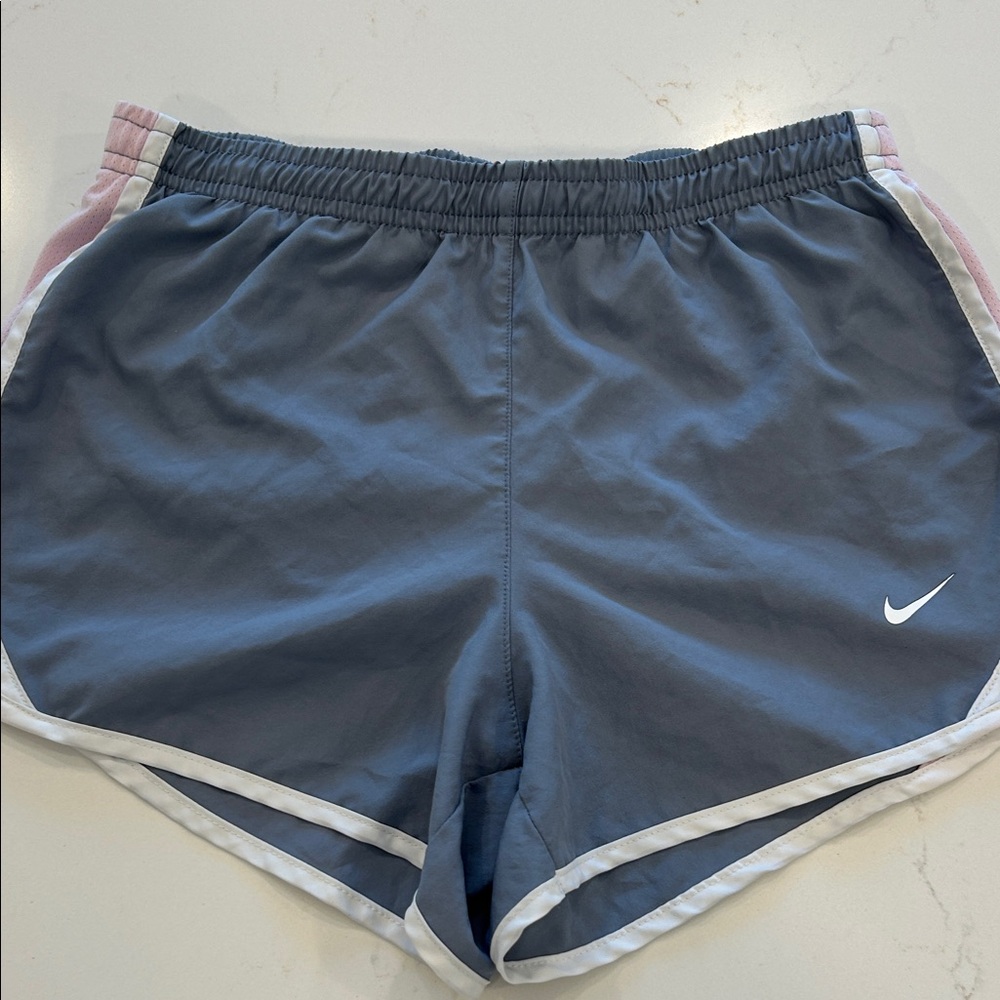 Nike Girls Medium Running Shorts in Gray and Pink
